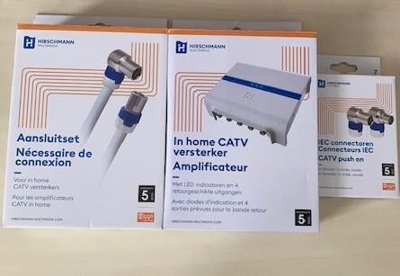 Complete set Hirschmann coaxversterker, Ziggo gecertificeerd, Ophalen of Verzenden, Zo goed als nieuw