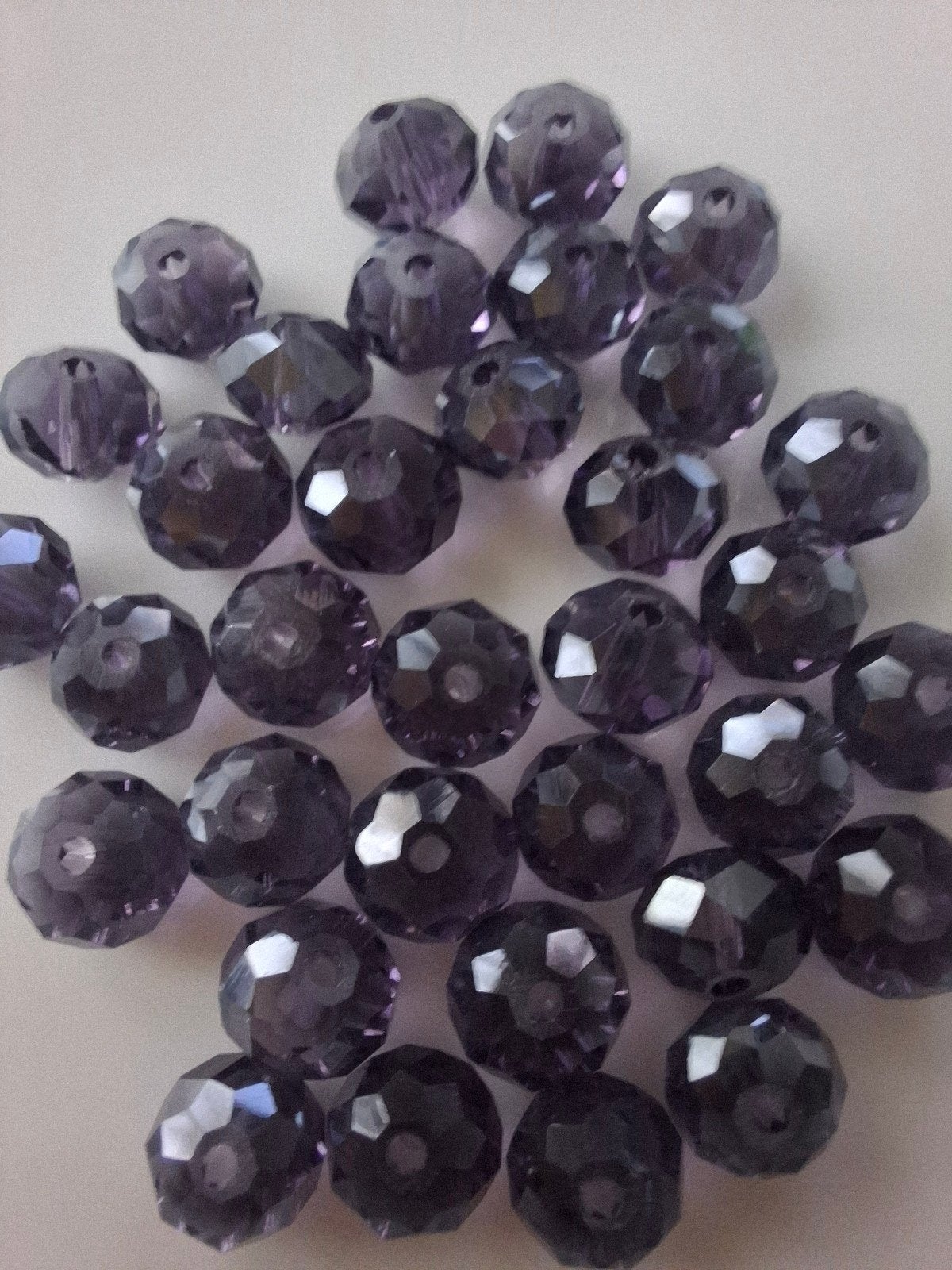 34 stuks 8 mm glaskralen facet paars kralen partij, Kraal, -, -, Nieuw