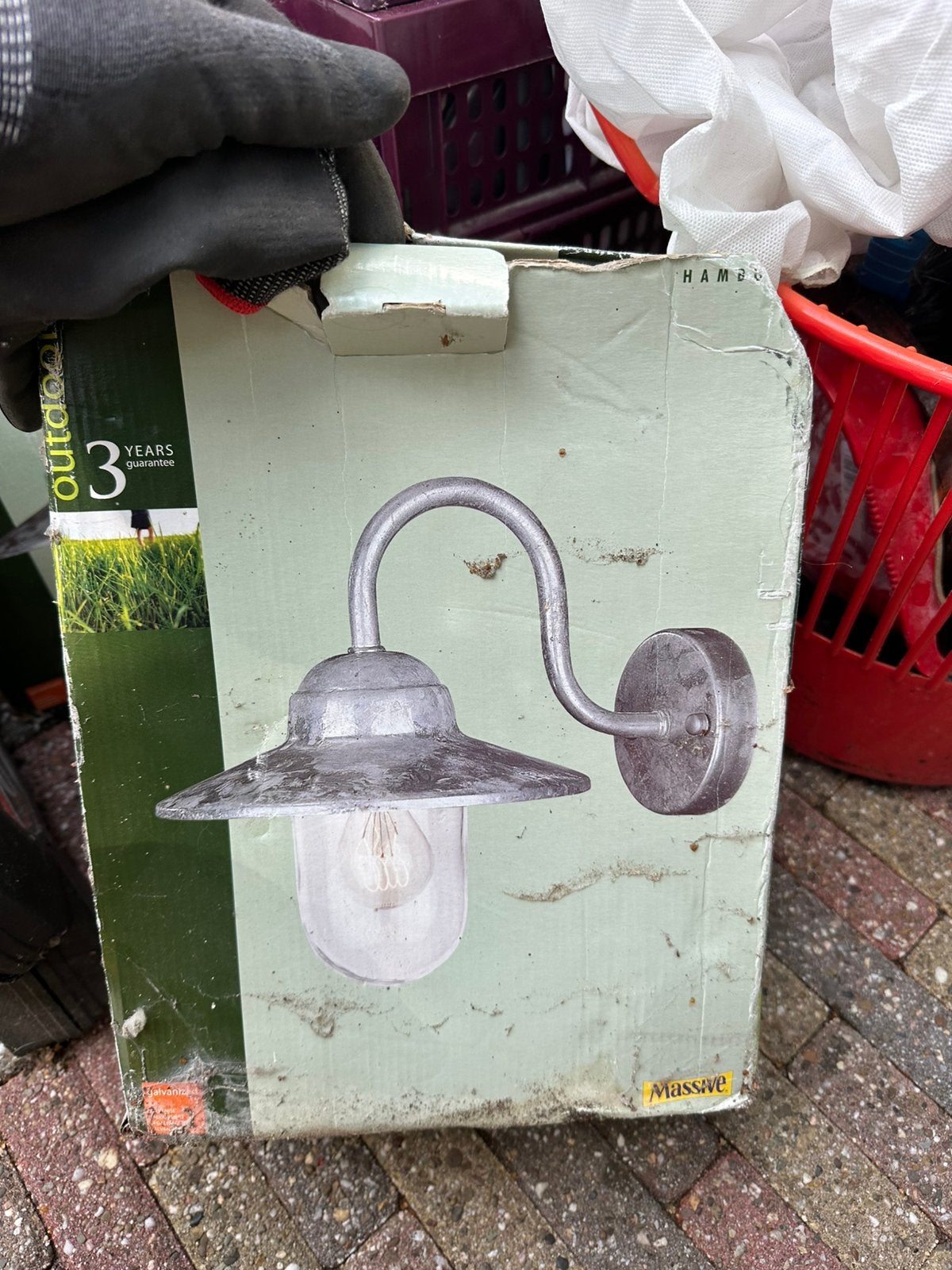 3 Buitenlampen nieuw in doos verzinkt, Ophalen, Wandlamp, Nieuw, Netvoeding