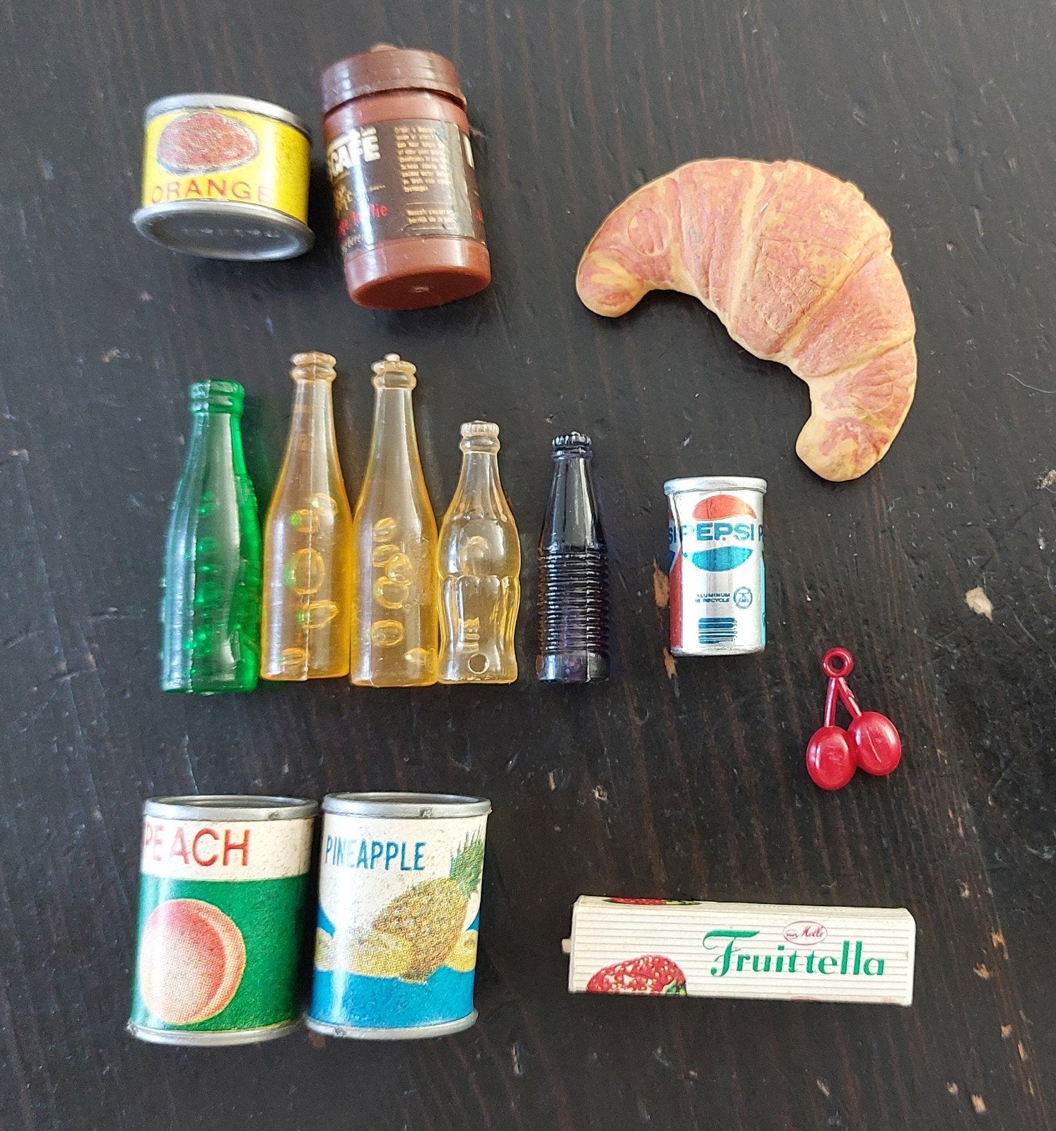 Vintage mini boodschappen: 7up flesjes pepsi nescafe blikjes, Ophalen of Verzenden, Gebruikt, Jongen of Meisje