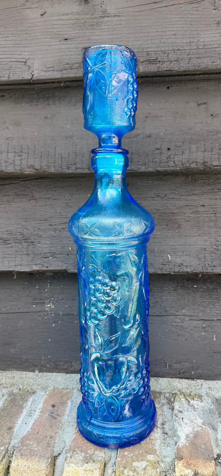 MCM Empoli blauwe glazen "Fruit Basket" genie karaf xl, Antiek en Kunst, Ophalen of Verzenden