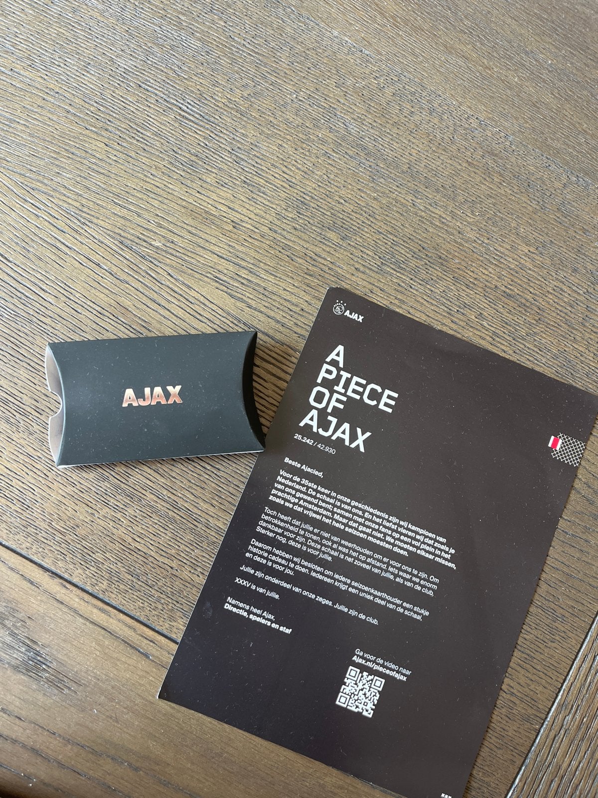 Ajax kampioensschaal certificaat - A Piece of Ajax, Ophalen of Verzenden, Nieuw, Ajax, Overige typen