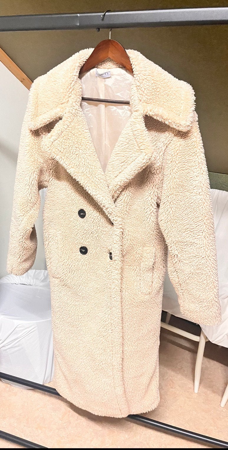 Teddy jas ecru loavies, Ophalen of Verzenden, Gedragen, Maat 34 (XS) of kleiner, Beige