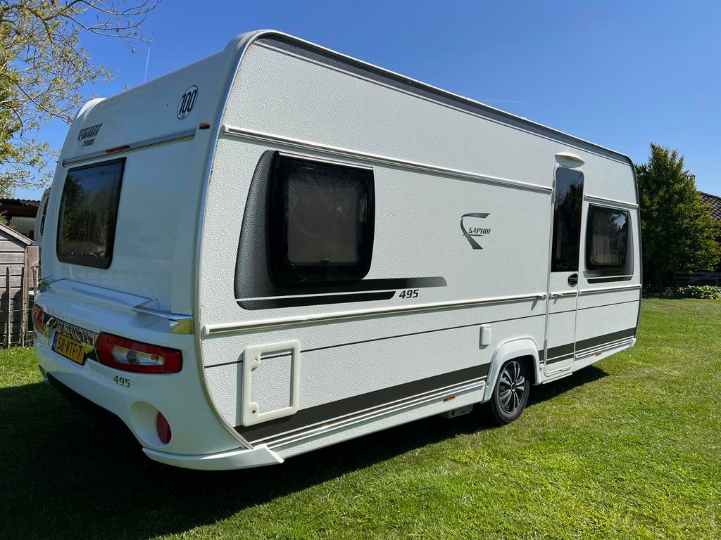 Fendt 495 SF Saphir | 2019 | Mover | Voortent | Sateliet tv, Caravans en Kamperen, Caravans, Rondzit, Bedrijf, Ringverwarming