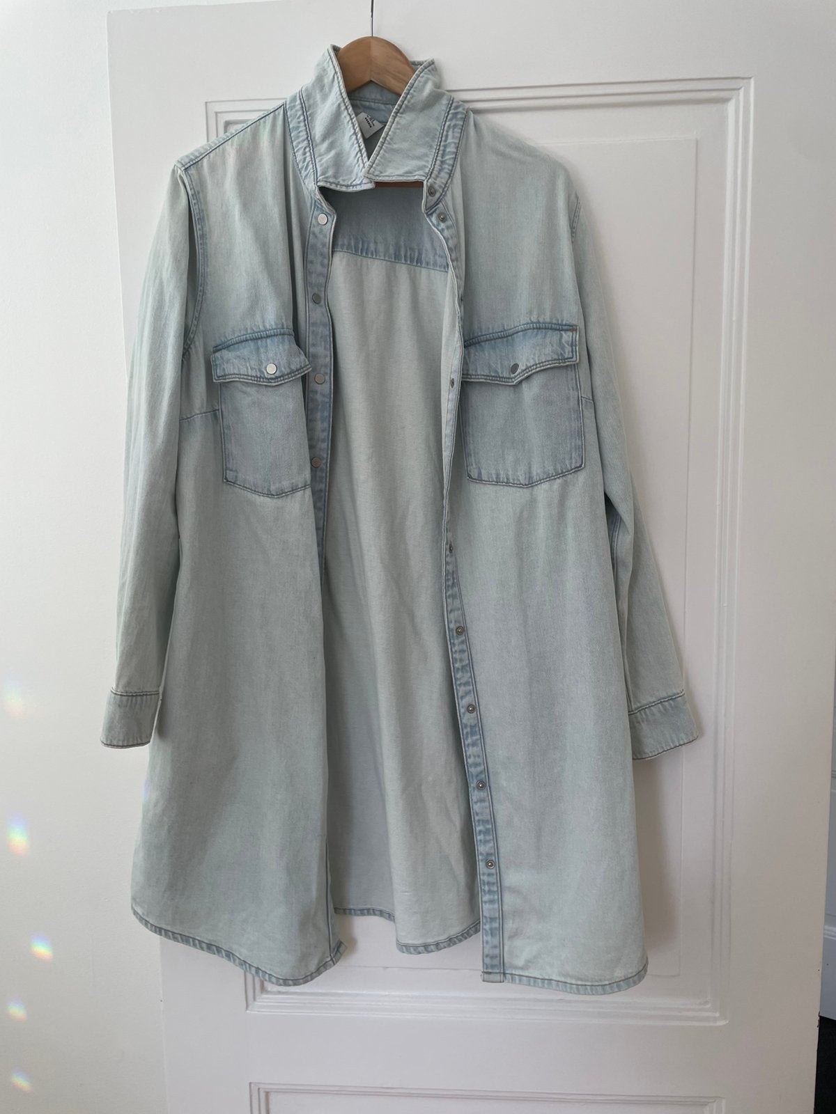 Lange spijkerjas/ blouse, maat L, zgan, Ophalen of Verzenden, Zo goed als nieuw, Maat 42/44 (L), Blauw