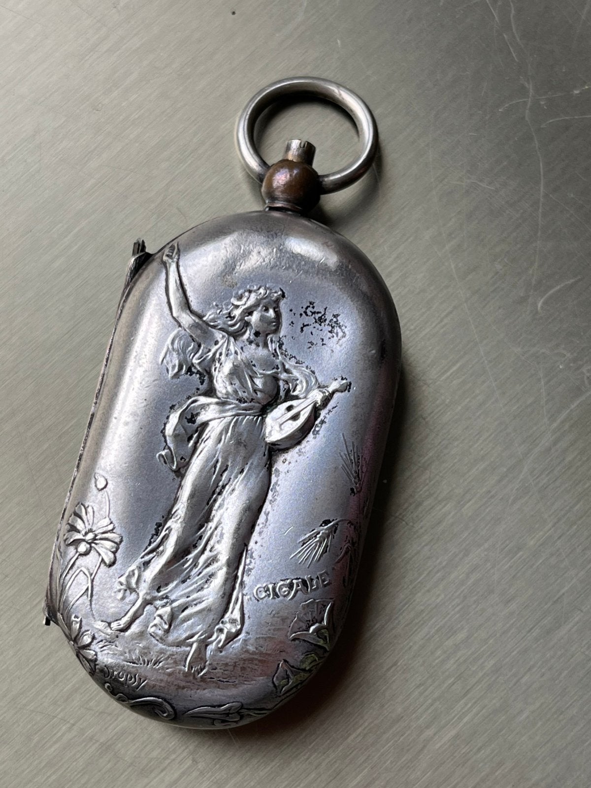 Antiek Frans Zilveren Munthouder Art Nouveau E. Dropsy c1900, Ophalen of Verzenden, Zilver