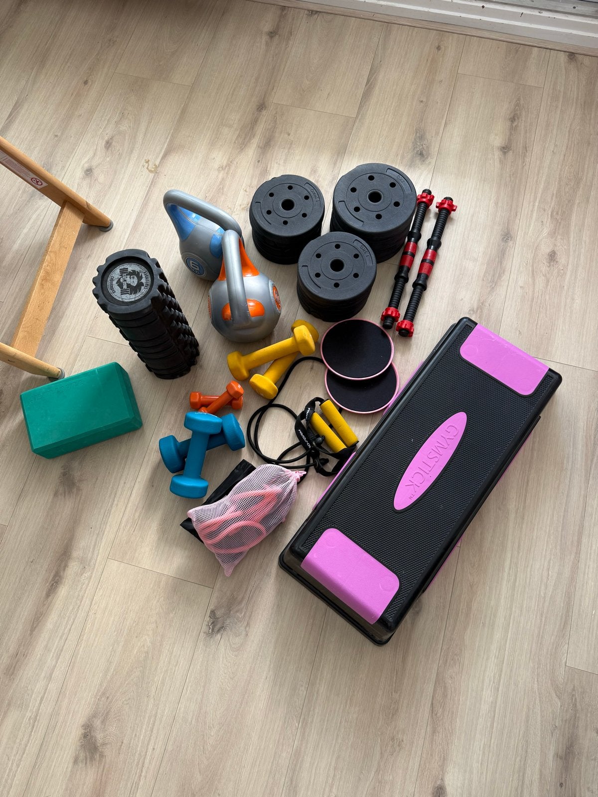 Grote fitness set: dumbbells, kettlebells, stepbank, etc., Ophalen, Dumbbell, Gebruikt, Armen