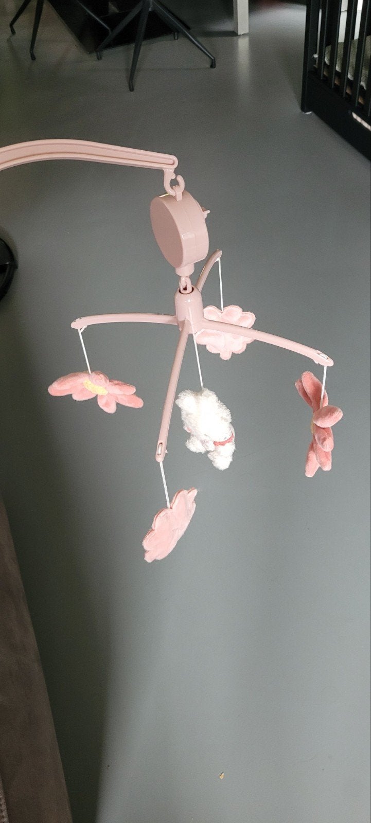 Roze baby muziekmobiel van little dutch met bloemen en konij, Ophalen, Zo goed als nieuw, Mobiel