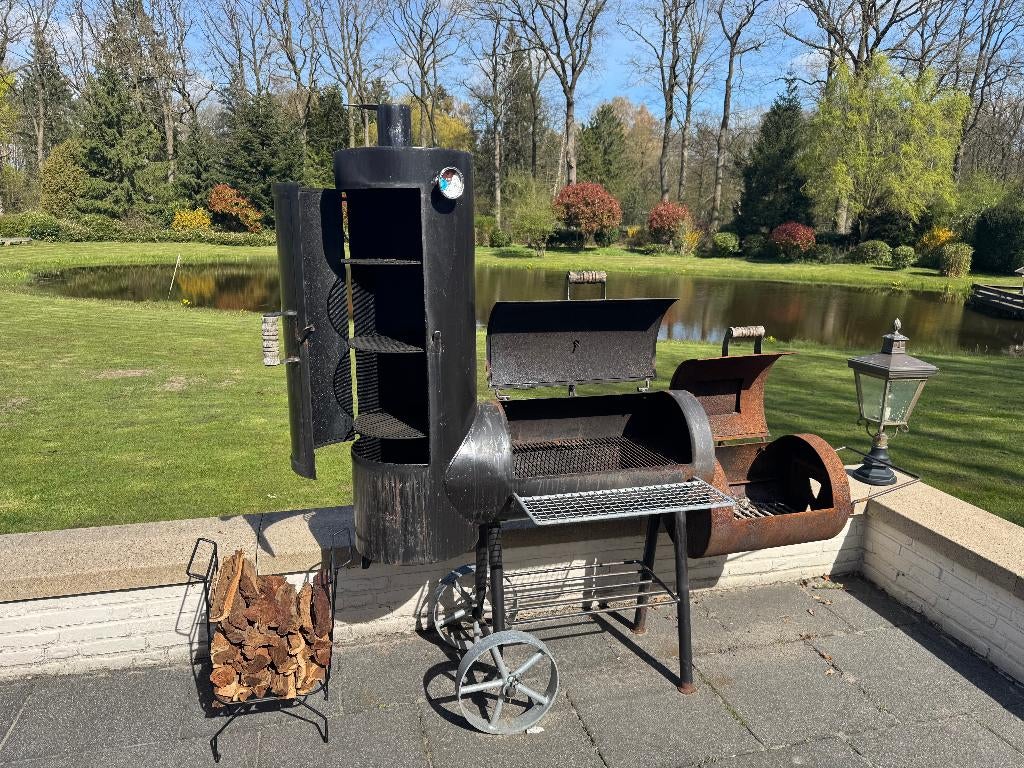 Offset Smoker 40cm Ø 4mm dik staal, Tuin en Terras, Houtskoolbarbecues, Ophalen, Gebruikt, Onbekend