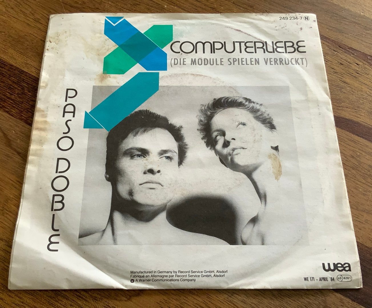 VINYL 7” SINGLE PASO DOBLE COMPUTERLIEBE 1984 WEA GERMANY, Gebruikt, Verzenden, 7 inch, Beschermende buitenhoes