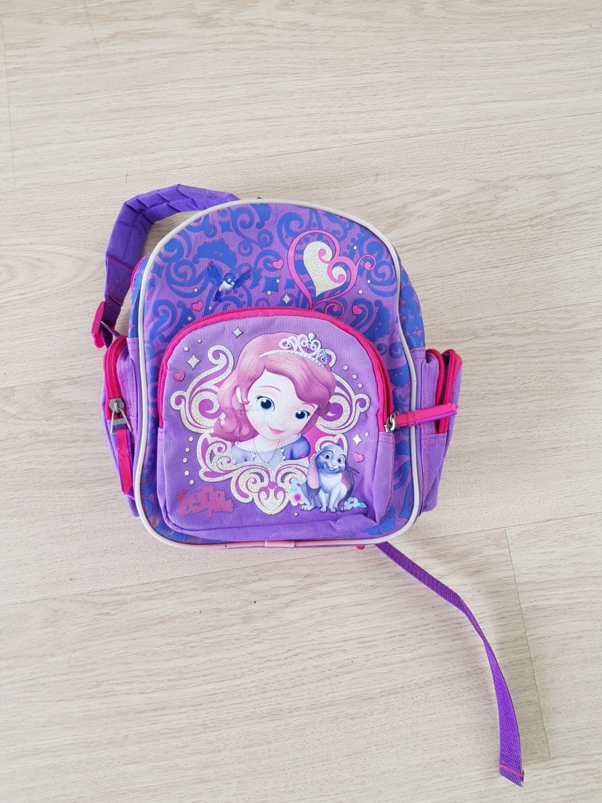 Leuke paarse kinderrugzak met prinses Sofia, Minder dan 30 cm, Disney of Dora, Ophalen of Verzenden, Minder dan 25 cm