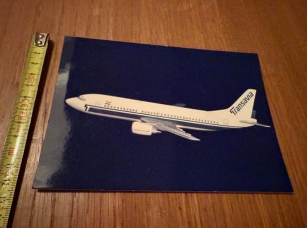Foto Transavia Boeing 737 cigar band, Ophalen of Verzenden, Gebruikt, Kaart, Foto of Prent