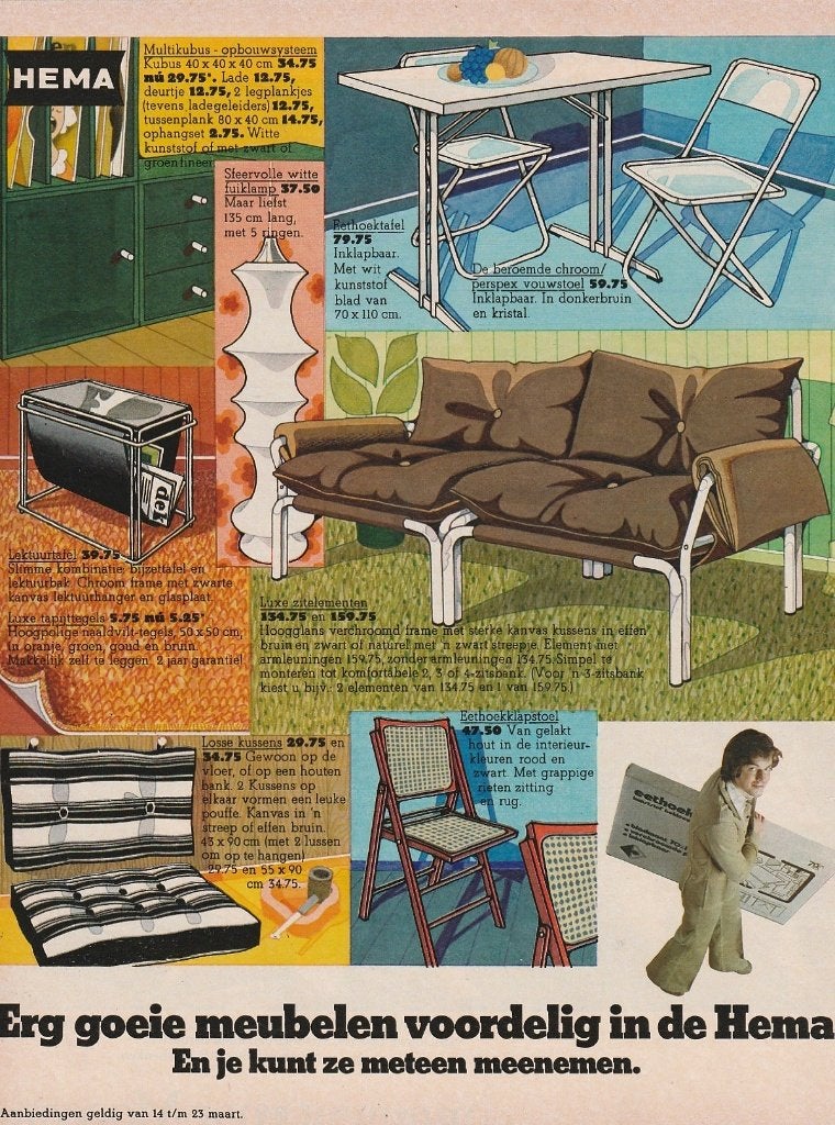 Retro reclame 1972 Hema meubels voor in de tuin, Verzenden, Overige typen
