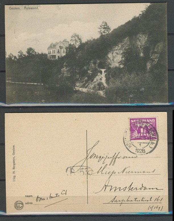 Geulem 1928 Rotswand Hotel Schoonzicht Ansichtkaart 1102b, Ophalen of Verzenden, 1920 tot 1940, Gelopen, Limburg