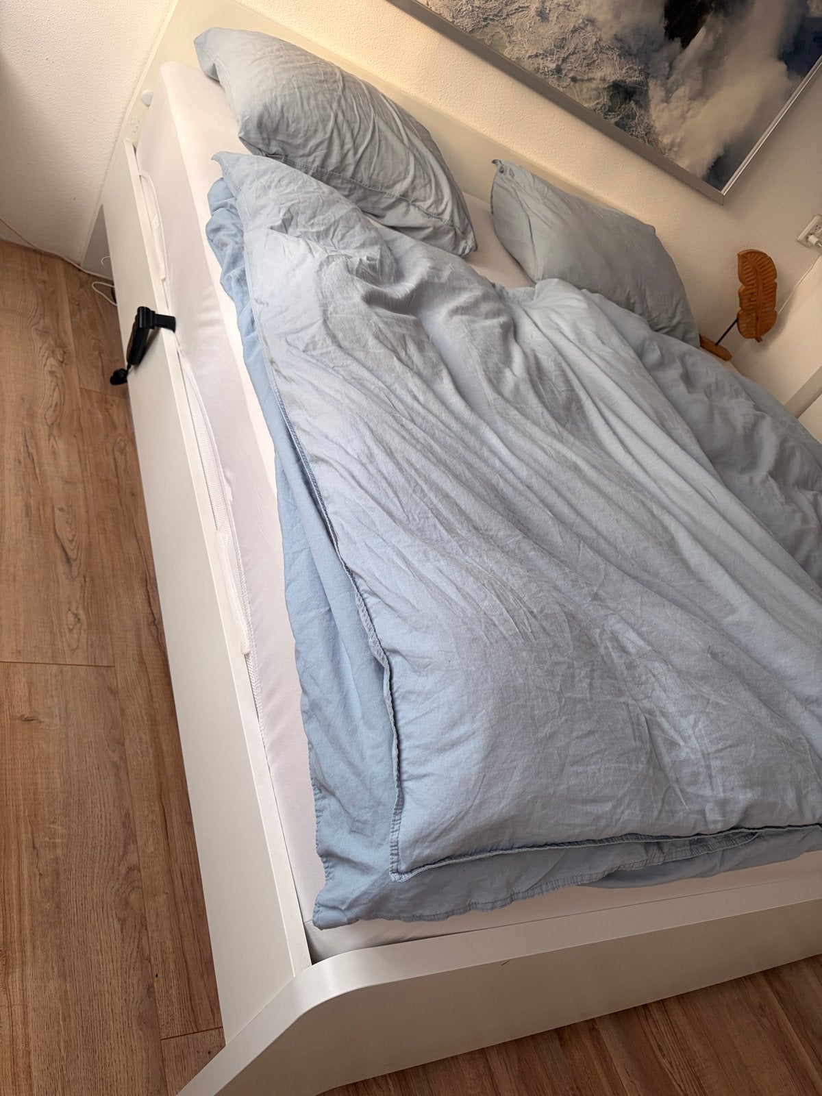 IKEA Askvoll bedframe met 2 elektrische lattenbodems, Ophalen, Wit, Tweepersoons, 200 cm