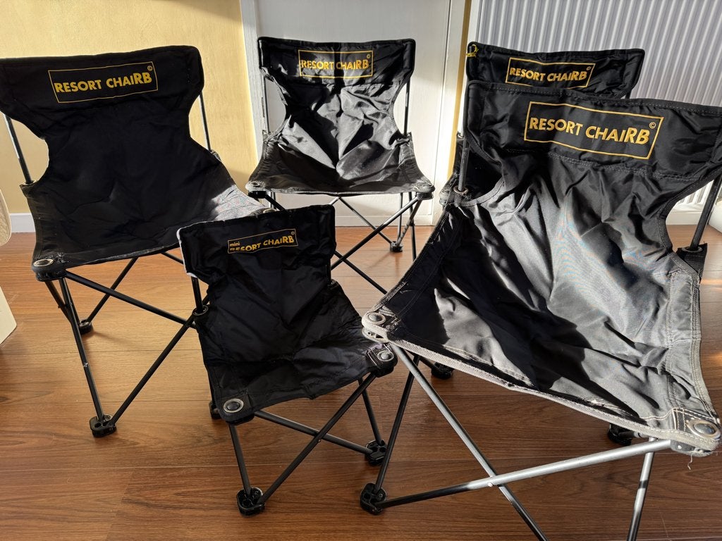 5 functionele Resort ChairB campingstoelen (4 grt, 1 kl.), Ophalen, Gebruikt, Campingstoel