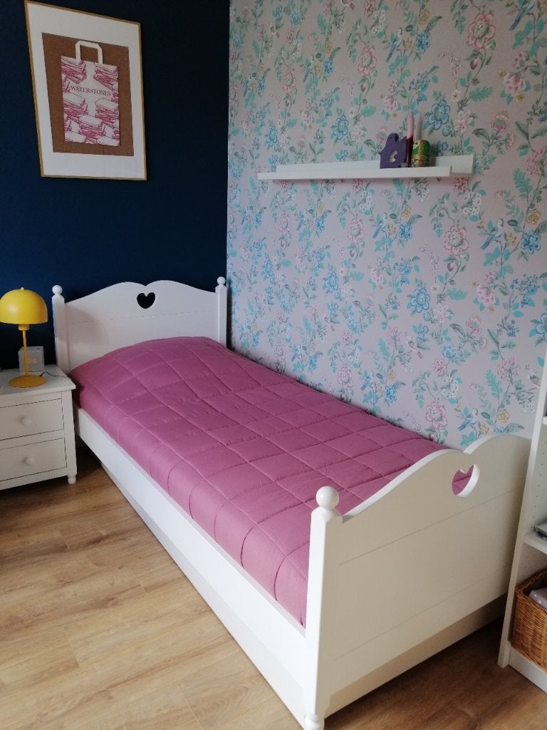 Bed meisje 90x200, Ophalen, 90 cm, Eenpersoons, Wit
