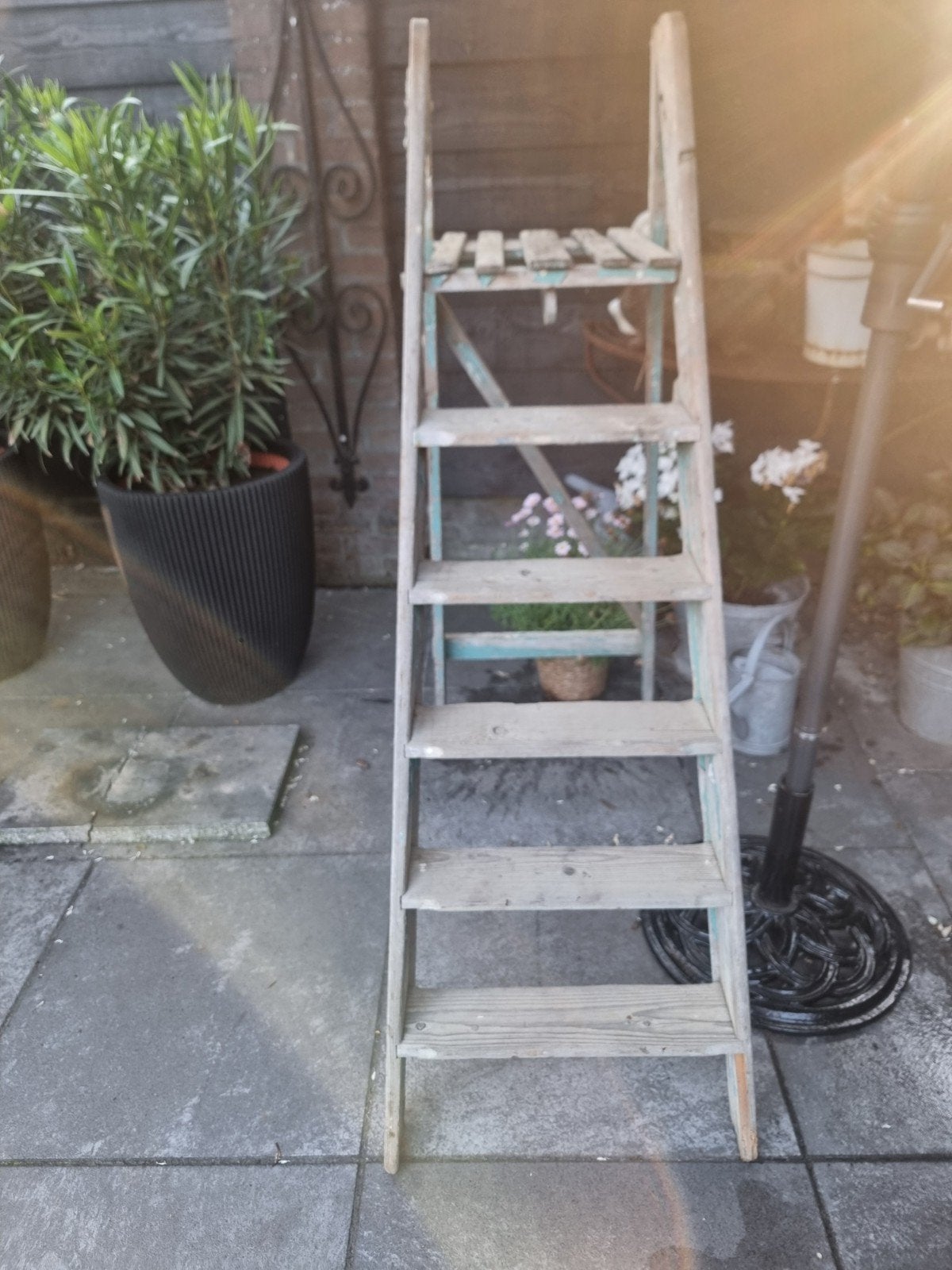 Brocante houten trap met prachtige patina, Ophalen