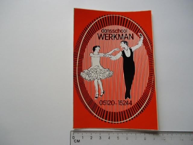 sticker oud Dansschool WERKMAN dans retro drachten friesland, Verzamelen, Verzenden, Zo goed als nieuw, Bedrijf of Vereniging