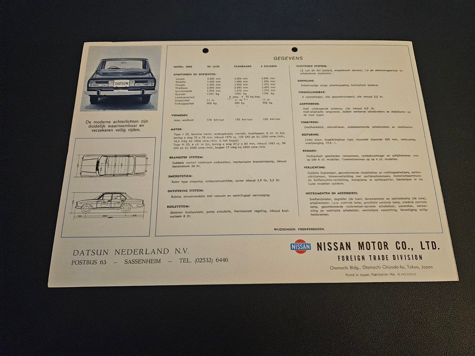 Brochure Datsun 2000, Ophalen of Verzenden, Zo goed als nieuw, Overige merken