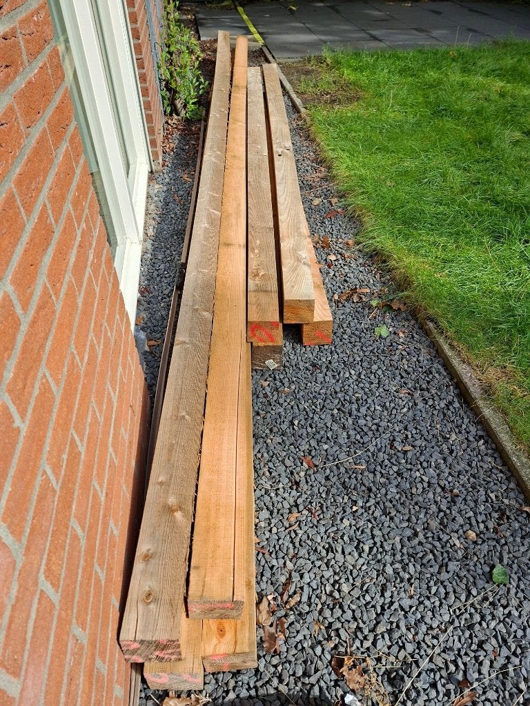 Houten Douglas palen, 5m 10*10cm, incl montagemateriaal, Ophalen, Nieuw, 250 cm of meer, Palen