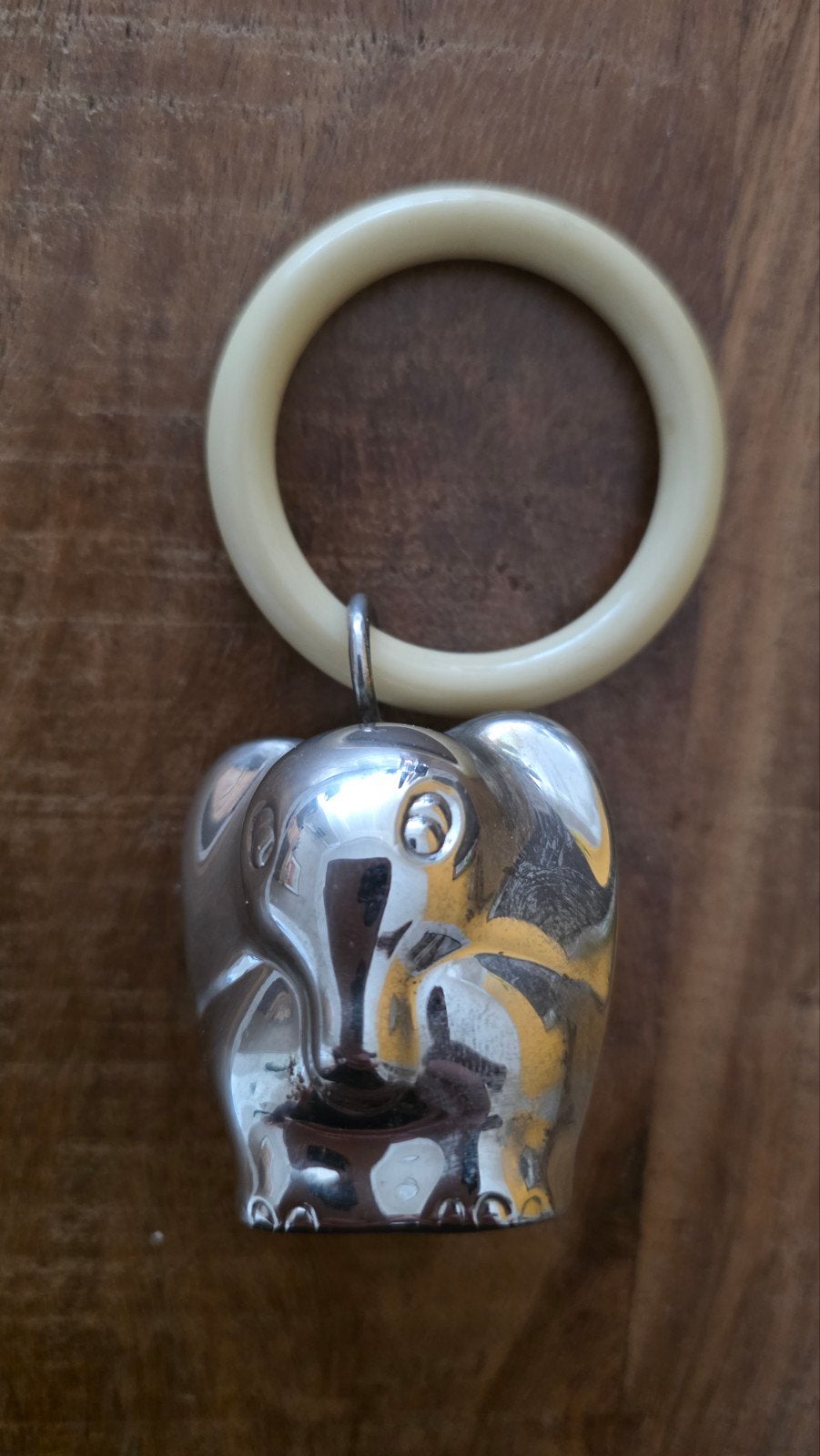 Antieke rammelaar, bijtring, olifantje, zilver met been, Ophalen of Verzenden, Gebruikt