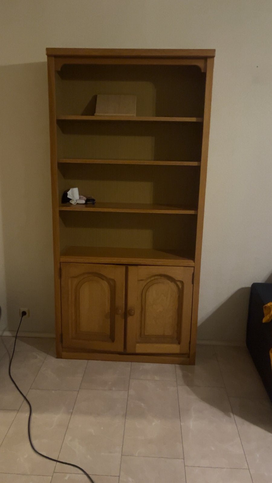 Mooie massief eiken boekenkast / servieskast, Ophalen, Zo goed als nieuw, 25 tot 50 cm, 200 cm of meer