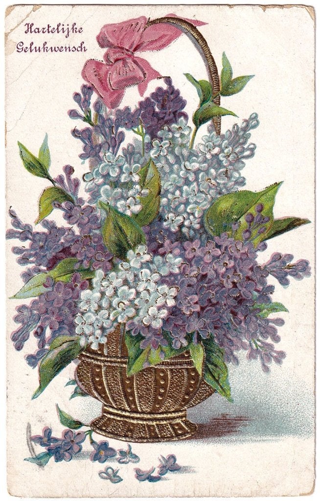 Kaart - Seringen 2 - Bloemen - Bloemenmand, Ophalen of Verzenden, Voor 1920, Gelopen, Overige thema's