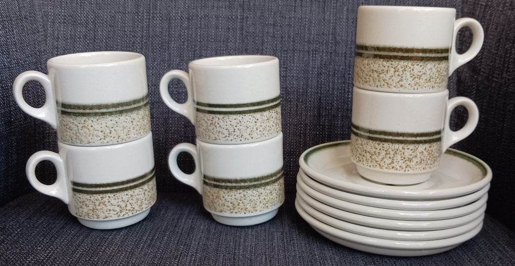 6x kop en schotel Royal Doulton Steelite - Country Club, Ophalen, Gebruikt, Overige stijlen, Kop(pen) en/of Schotel(s)