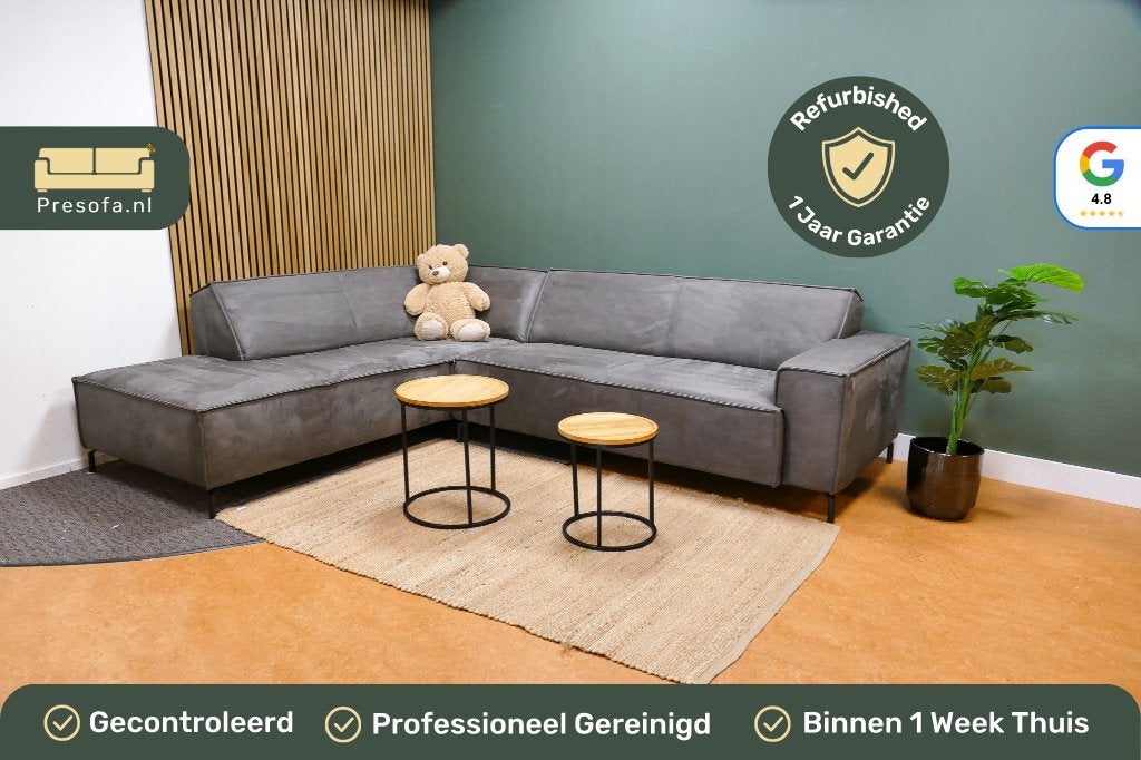 Moderne Hoekbank Microvezel Antraciet [Refurbished], 250 tot 300 cm, -, -, Hoekbank