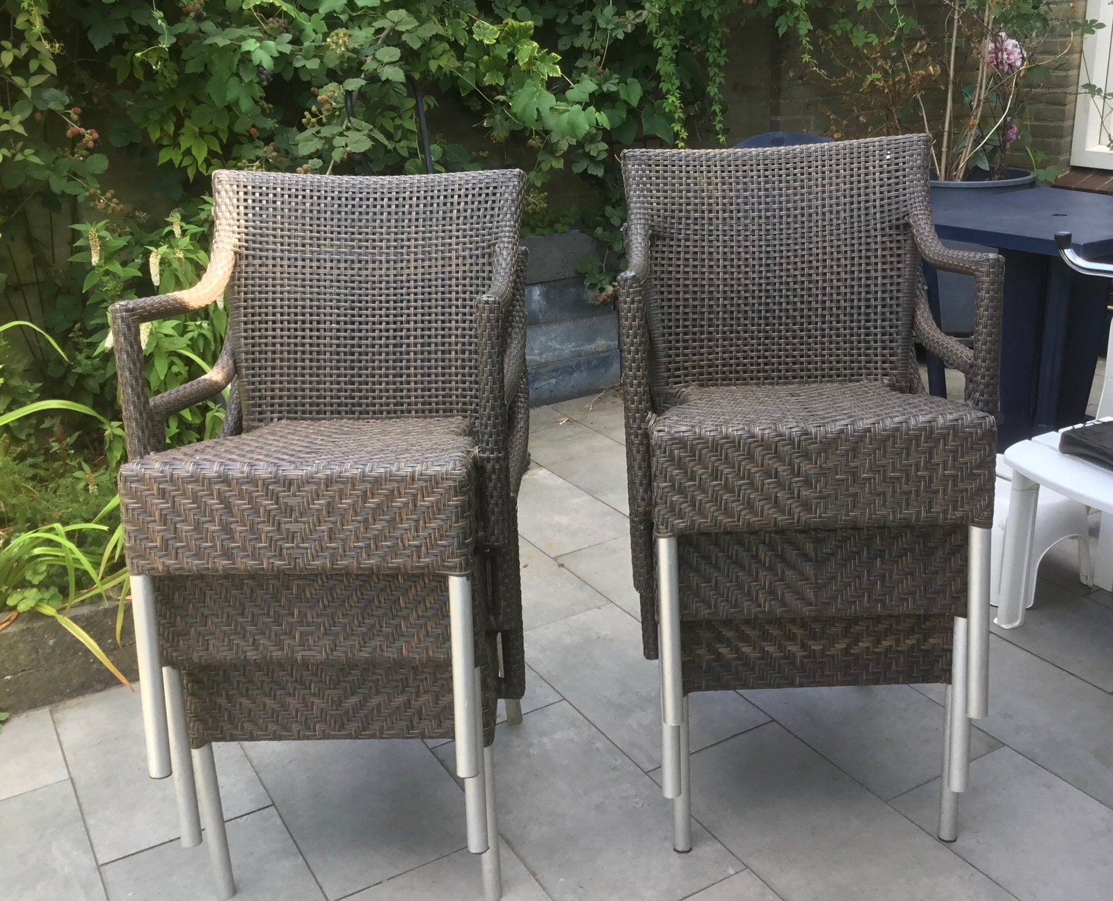6 Stapelbare terras stoelen, Tuin en Terras, Ophalen, Gebruikt, Kunststof