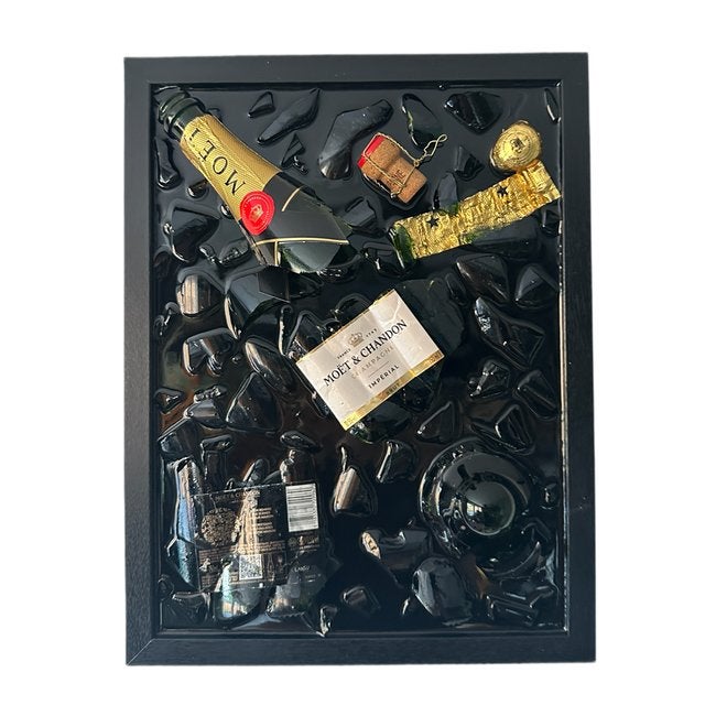 Moët champagne broken bottle schilderij, Antiek en Kunst, Ophalen of Verzenden