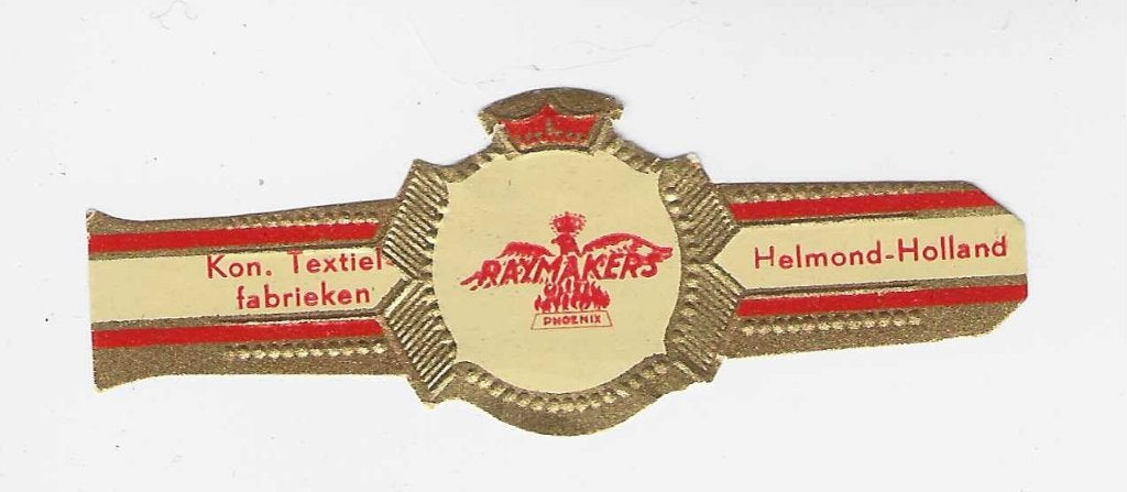 abonne reclamen   27-  raymakers textiel  helmond, Ophalen of Verzenden, Sigarenbandjes