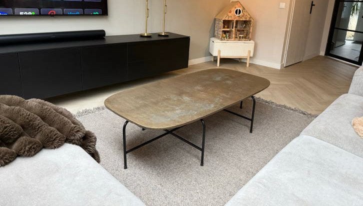 Eleonora salontafel Charles metaal koper/goud, Ophalen, Gebruikt, 50 tot 100 cm, 100 tot 150 cm