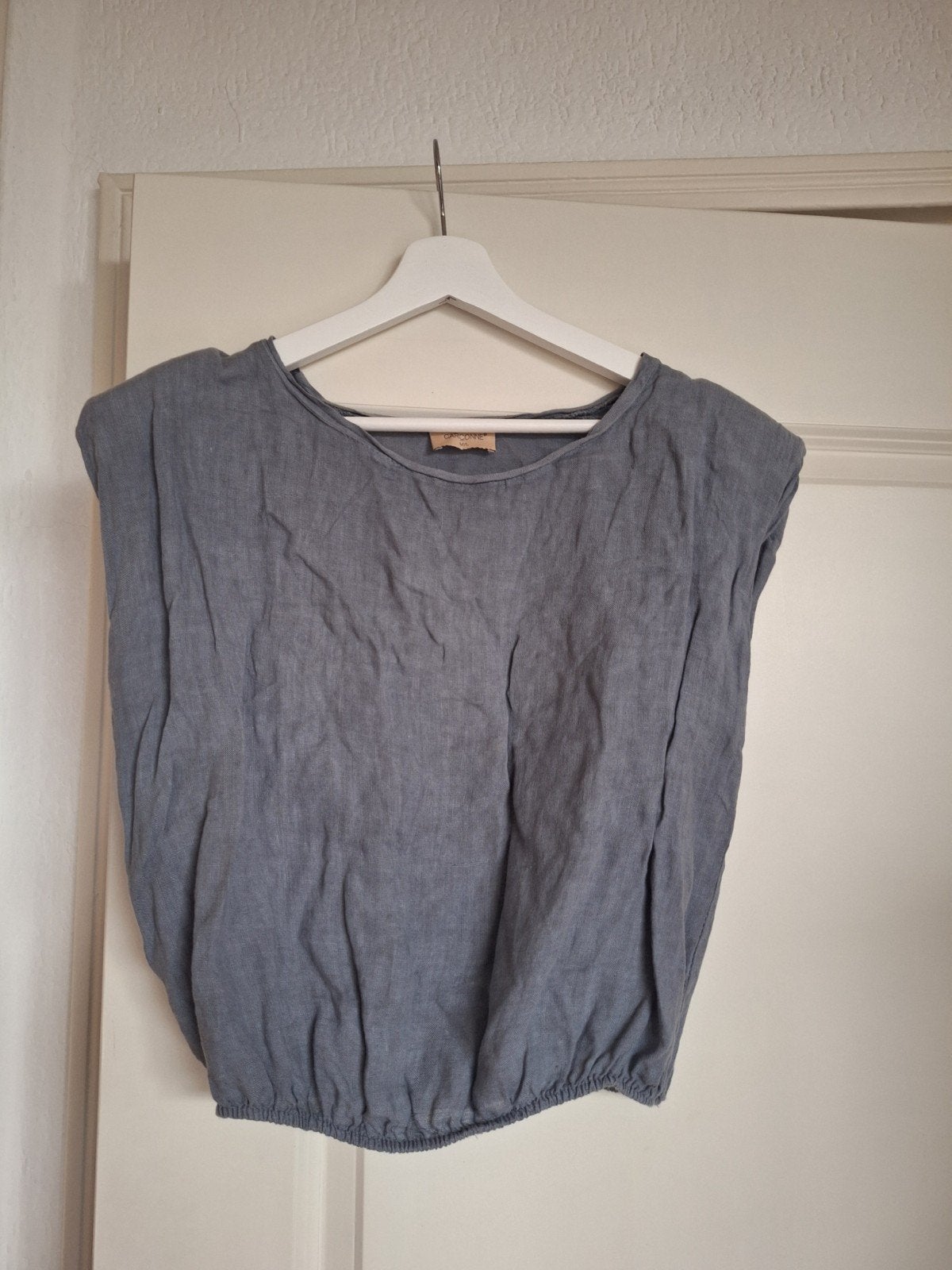 Grijze Garçonne Top met Schoudervullingen - Maat S, Kleding | Dames, Ophalen of Verzenden
