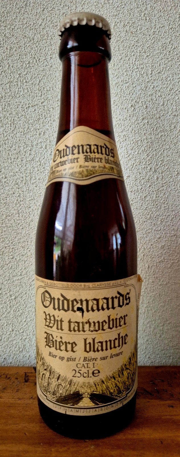 fles 1988 Oudenaards Wit Tarwe bier br. Clarysse, Ophalen of Verzenden, Zo goed als nieuw, Flesje(s), Overige merken