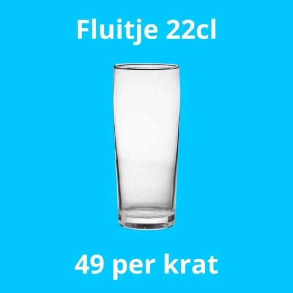 Fluitje 22 cl huren 49 glazen per krat | Glaswerk Nijmegen, Ophalen, Zo goed als nieuw
