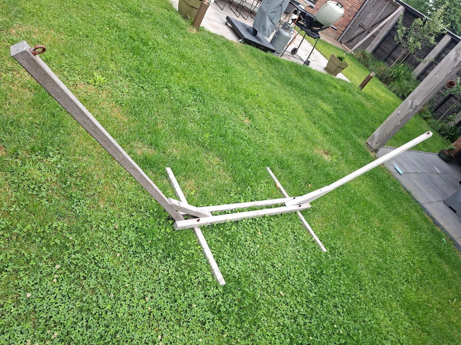 Hangmat steun hardhout, Ophalen, Gebruikt