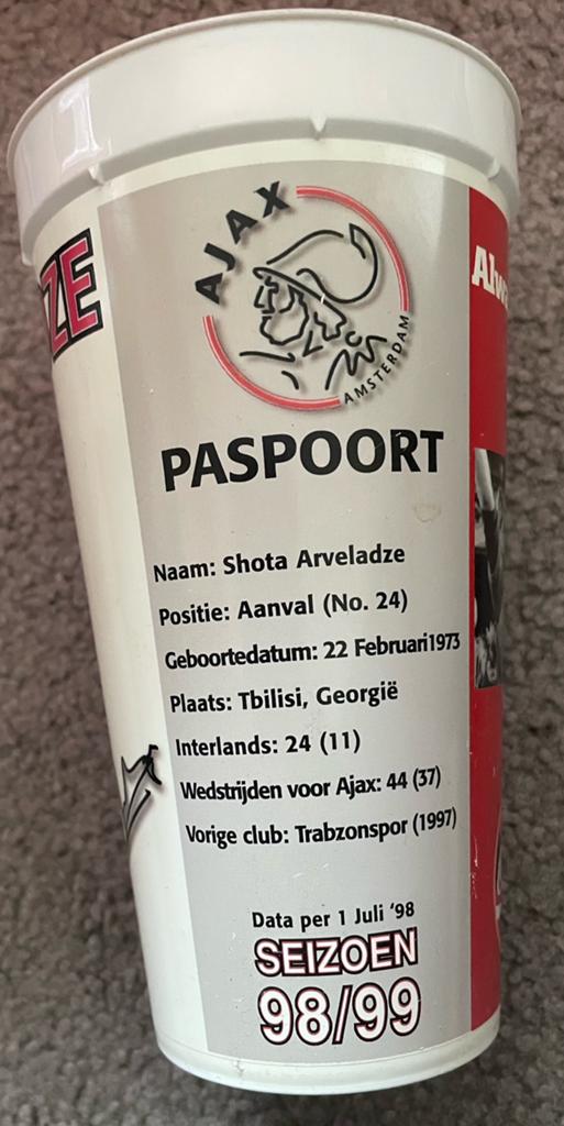 Drinkbeker AJAX SHOTA ARVELADZE, Verzamelen, Ophalen of Verzenden, Gebruikt, Ajax, Overige typen