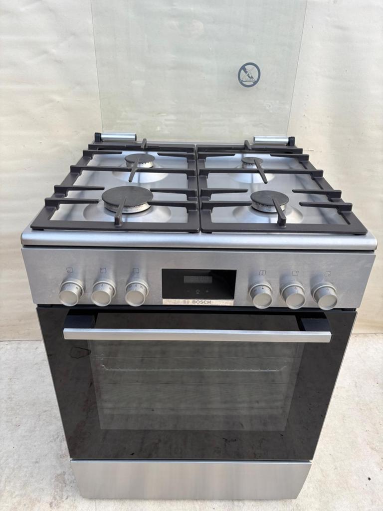 ZGAN Bosch RVS 4-pits gasfornuis 60cm, Ophalen, 4 kookzones, Zo goed als nieuw, Gas