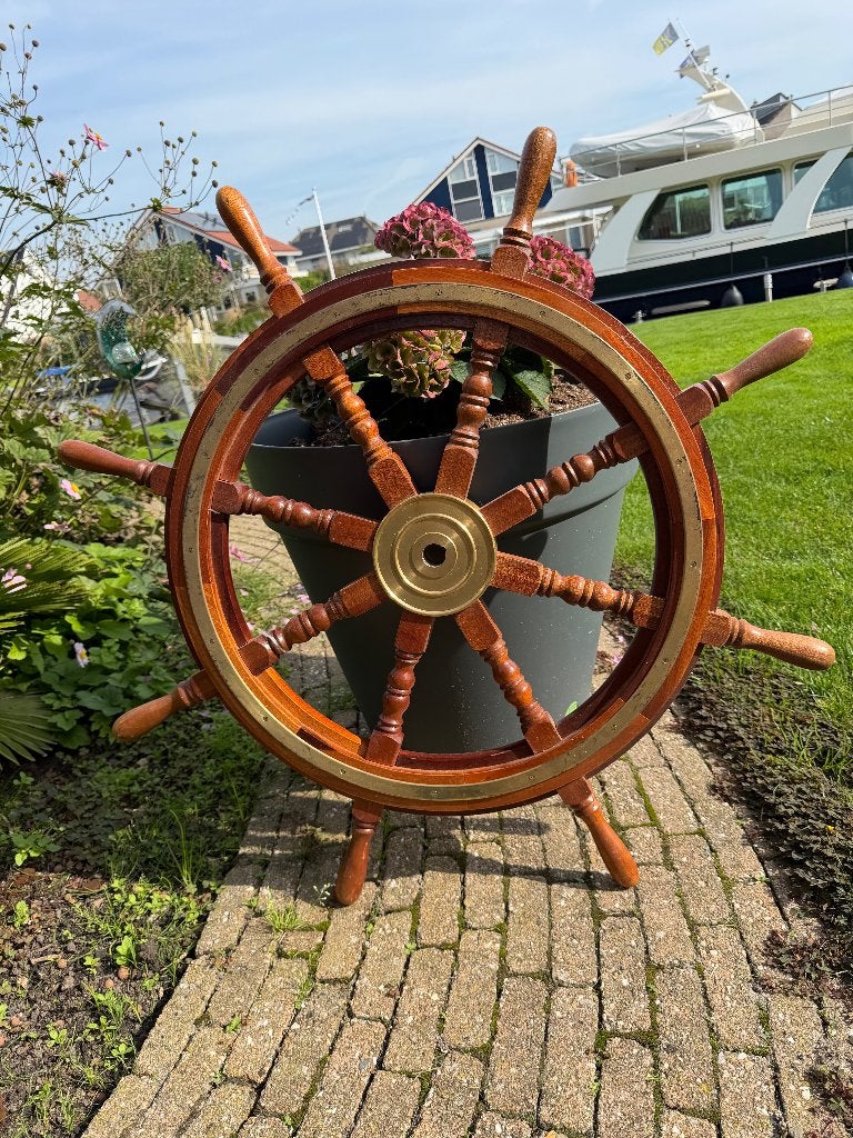 Houten scheepsroer met 8 spaken, diameter 90 cm, Watersport en Boten, Ophalen, Gebruikt, Overige typen, Motorboot