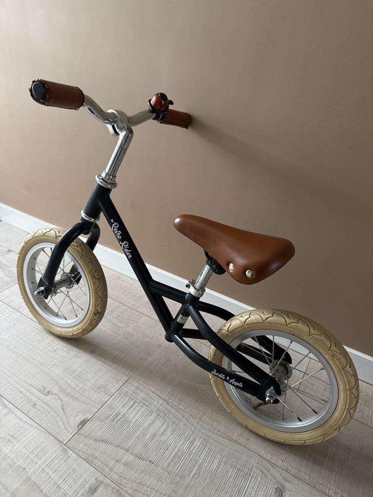 Retro Rider loopfiets - Zwart met bruin, Ophalen, Zo goed als nieuw, Loopfiets