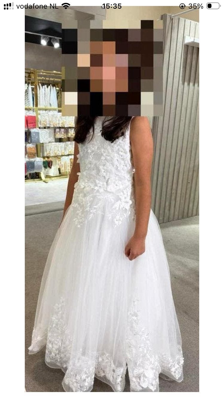 Bruidsjurk met hoepel meisje maat 12; gekijk aan 147-158, Kleding | Dames, Ophalen, Zo goed als nieuw, Wit, Trouwjurk