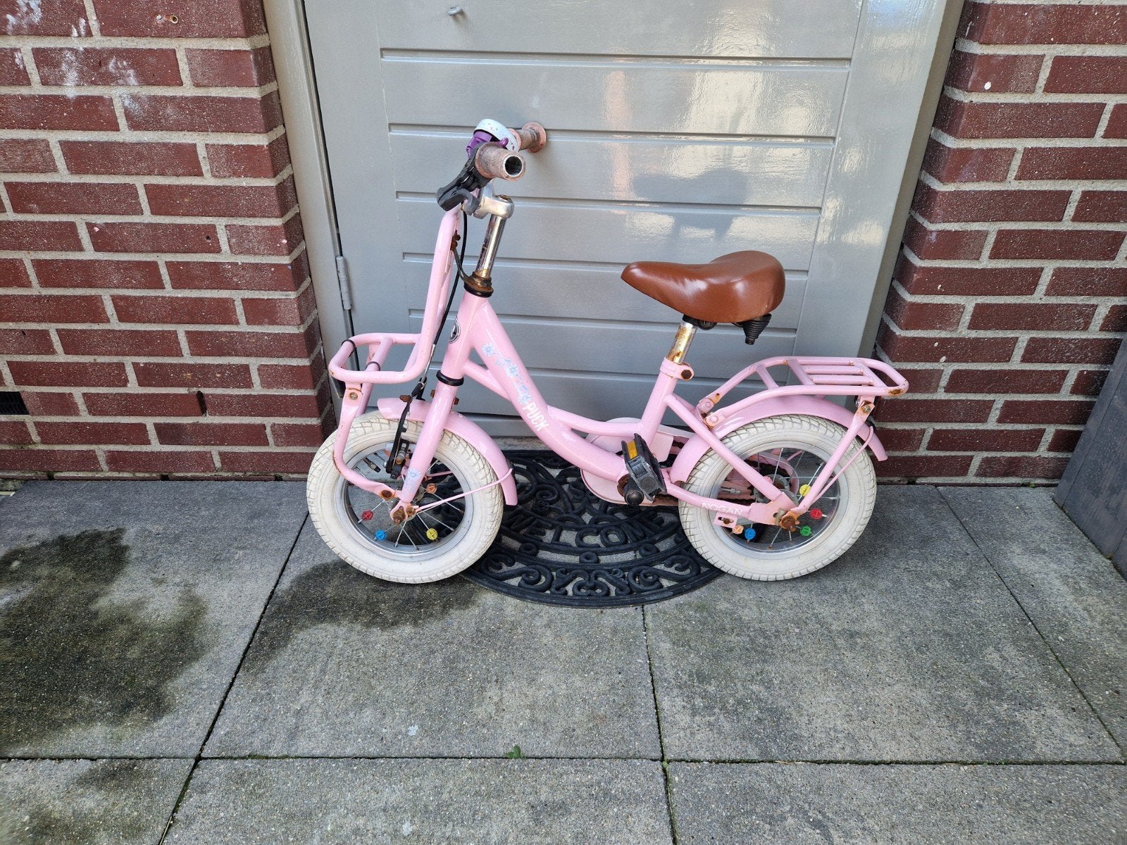 Kinderfiets "Puck" 12 inch met bagagedrager, Ophalen, Terugtraprem, Gebruikt, Onbekend