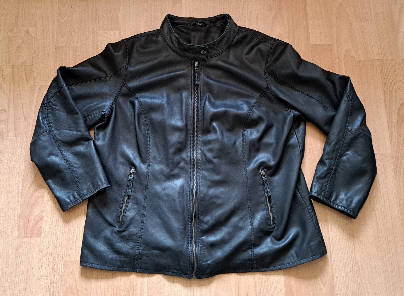 Lederen jas Miss Etam, Zwart, Maat 46/48 (XL) of groter, Ophalen of Verzenden, Zo goed als nieuw