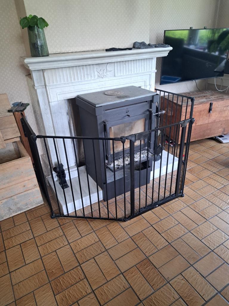 Zwart metalen kachelrek / haardhekje, Ophalen, Gebruikt, Vrijstaande haard, Overige soorten