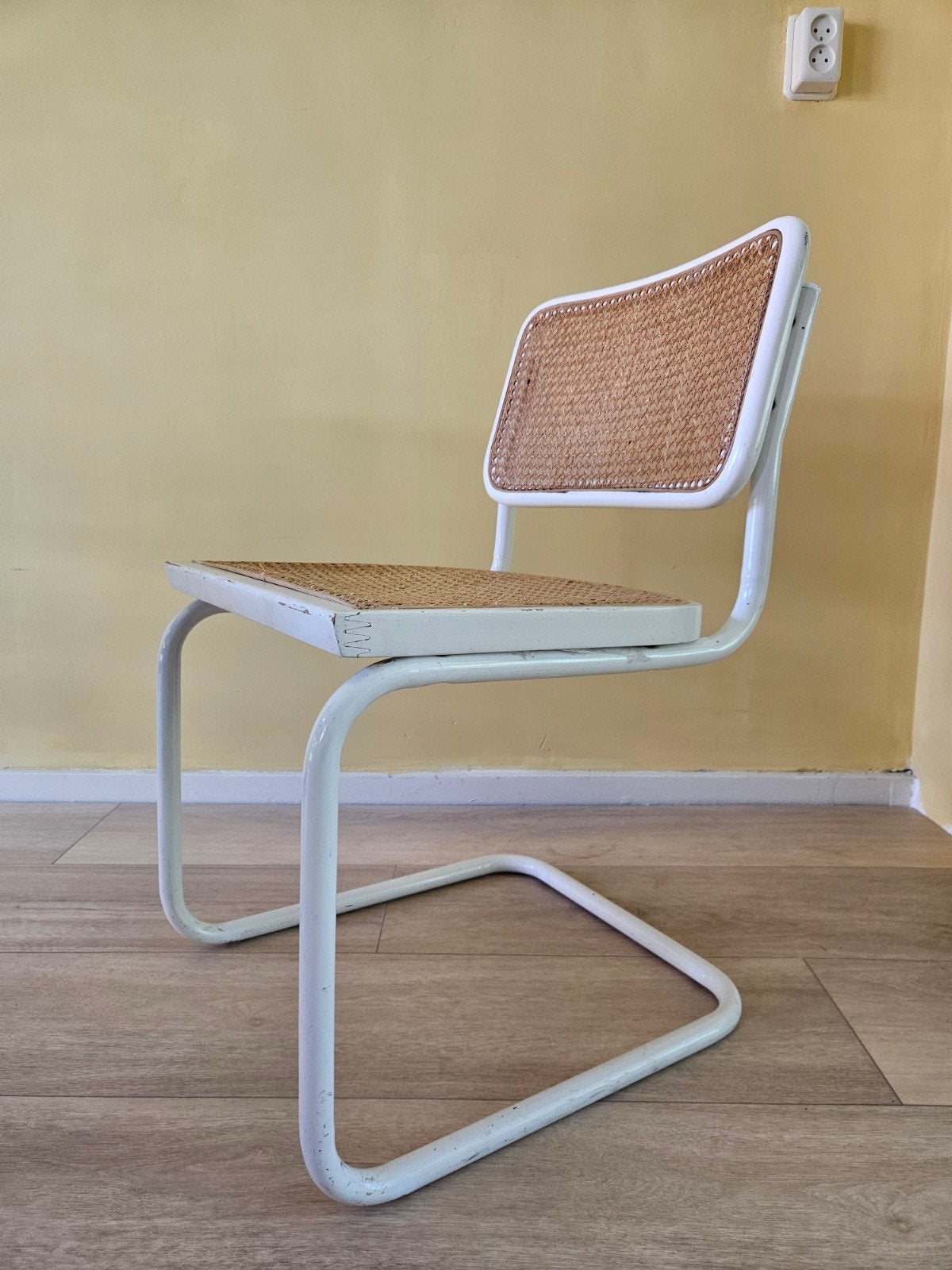 Vintage Thonet-stijl stoel met rotan zitting en rugleuning, Ophalen of Verzenden