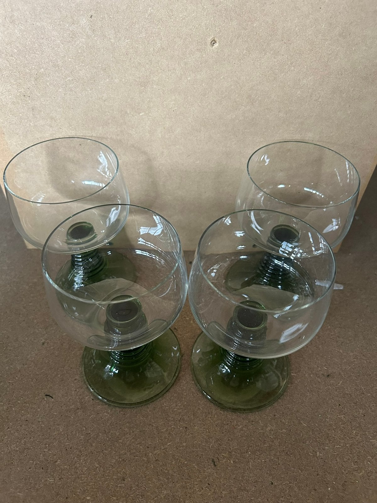 Vintage Roemer wijnglazen groene voet (Set van 4), Ophalen of Verzenden, Zo goed als nieuw, Overige typen