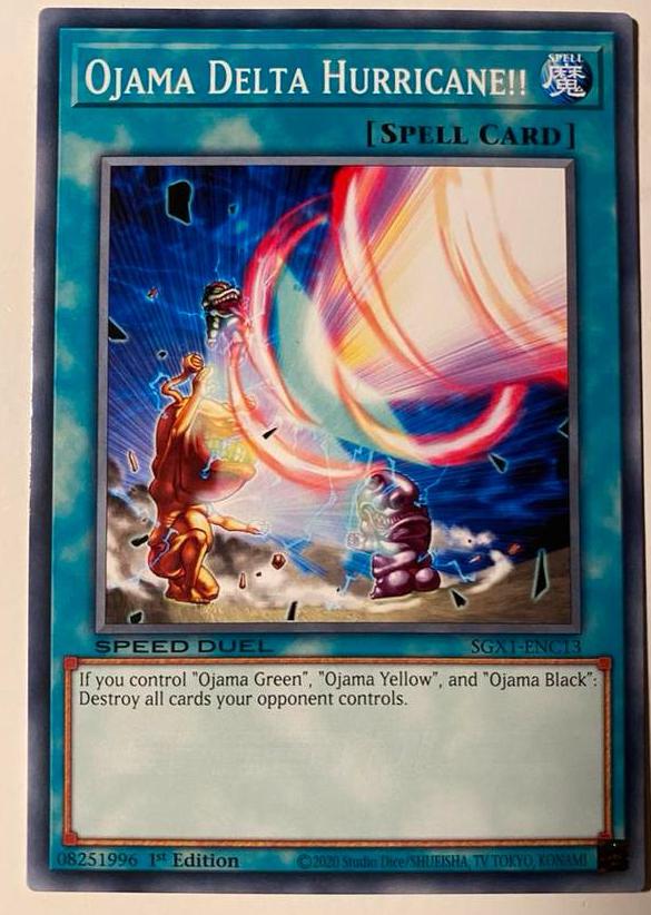 Yu-Gi-Oh! Ojama Delta Hurricane!! SGX1 1st Edition !, Ophalen of Verzenden, Zo goed als nieuw, Losse kaart