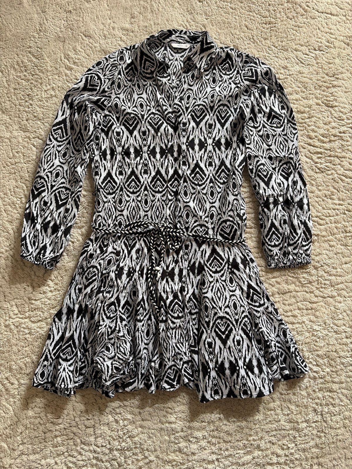 Pigalle jurk zwart-wit print maat XS, Kleding | Dames, Jurken, Zwart, Ophalen of Verzenden, Zo goed als nieuw, Maat 34 (XS) of kleiner